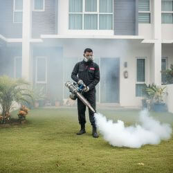 a technician conducting thermal fogging