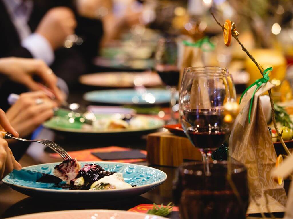 dining in a restaurant