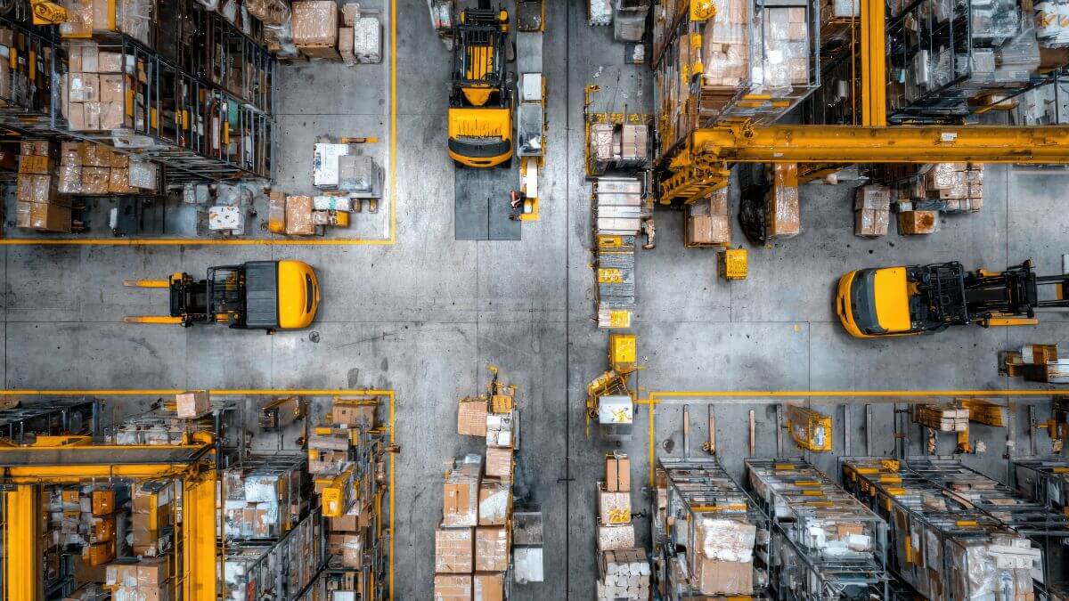 aerial view of a warehouse