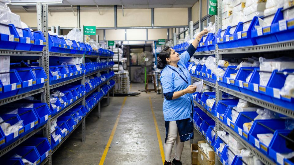 warehouse worker organizing inventory