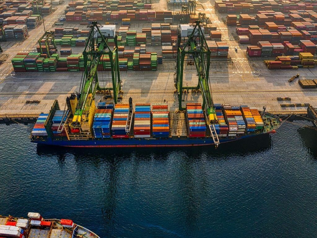 a Cargo Ship on Port loading containers